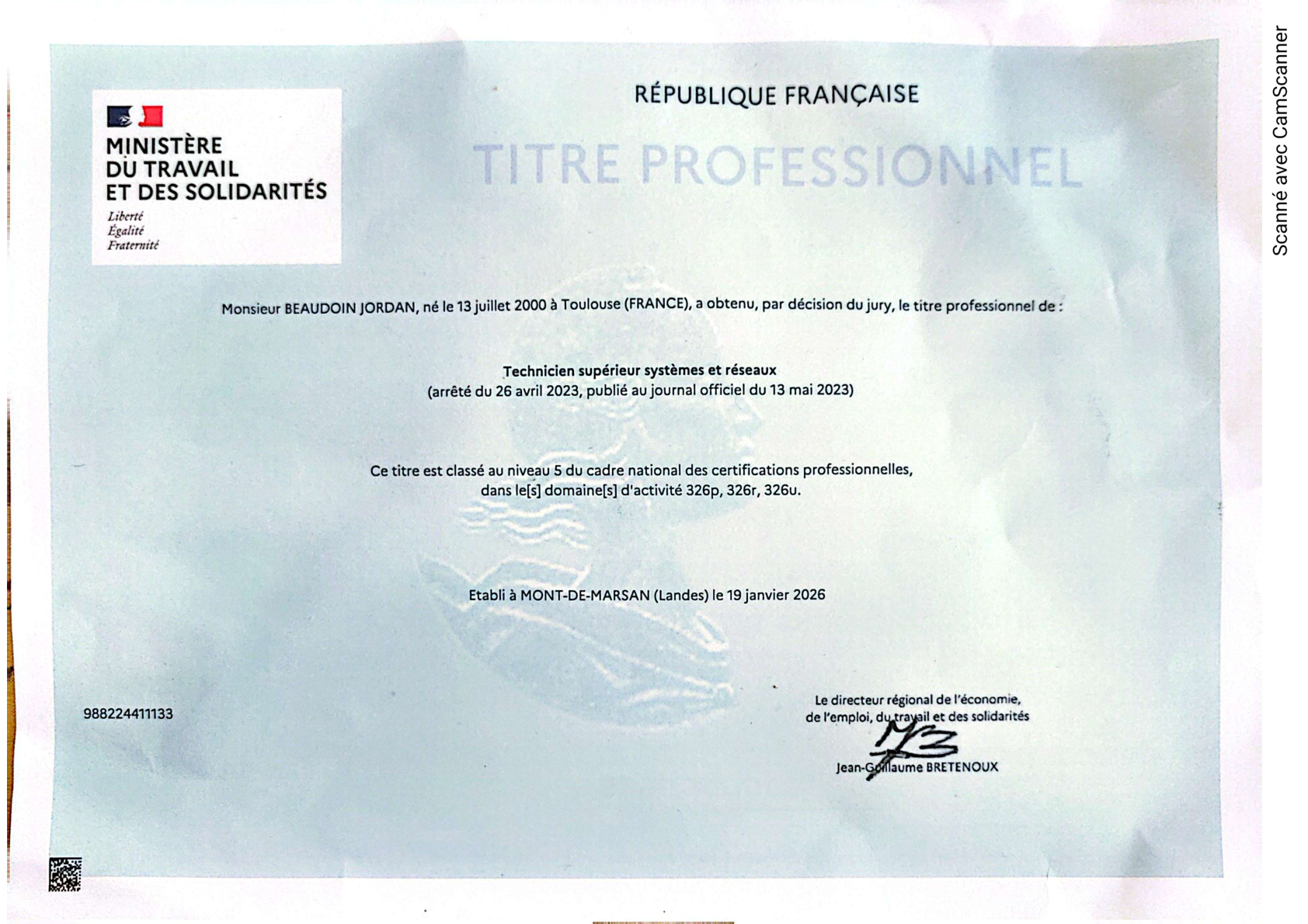 Titre Professionnel TSSR – Jordan Beaudoin